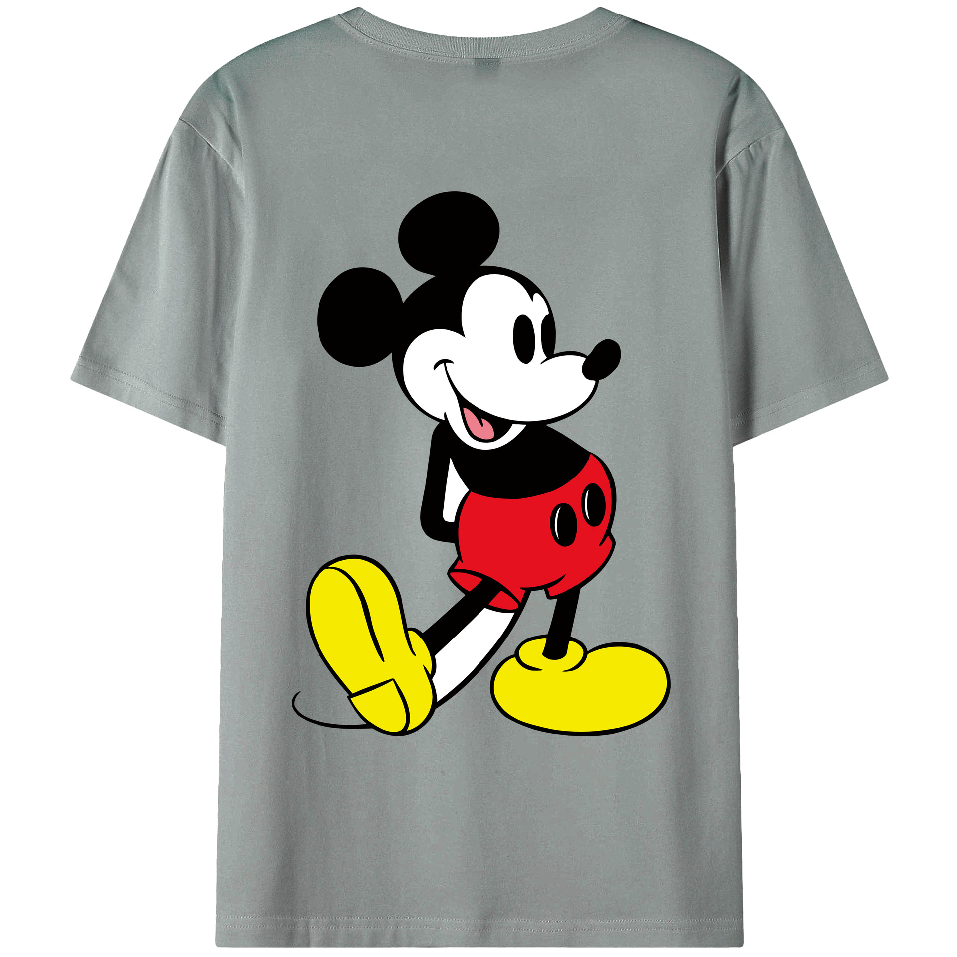 ミッキーマウス Mickey Mouse 綿100％ メンズ半袖Tシャツ（バックプリント） 通気性